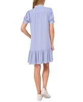 CeCe Women's Open Collar Hidden Placket Dress