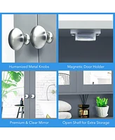 Sugift Bathroom Wall Mount Mirror Cabinet Organizer-Gray