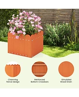 Sugift 2 Pack Square Planter Box with Drainage Gaps for for Front Porch Garden Balcony-Orange