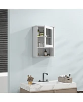 Bathroom Wall Mounted Adjustable Hanging Storage Medicine Cabinet-White
