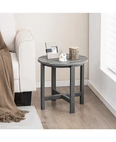 Sugift 18 Inch Round Weather-Resistant Adirondack Side Table-Gray