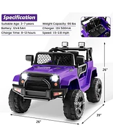 Sugift 12V Kids Ride On Truck with Remote Control and Headlights-Purple