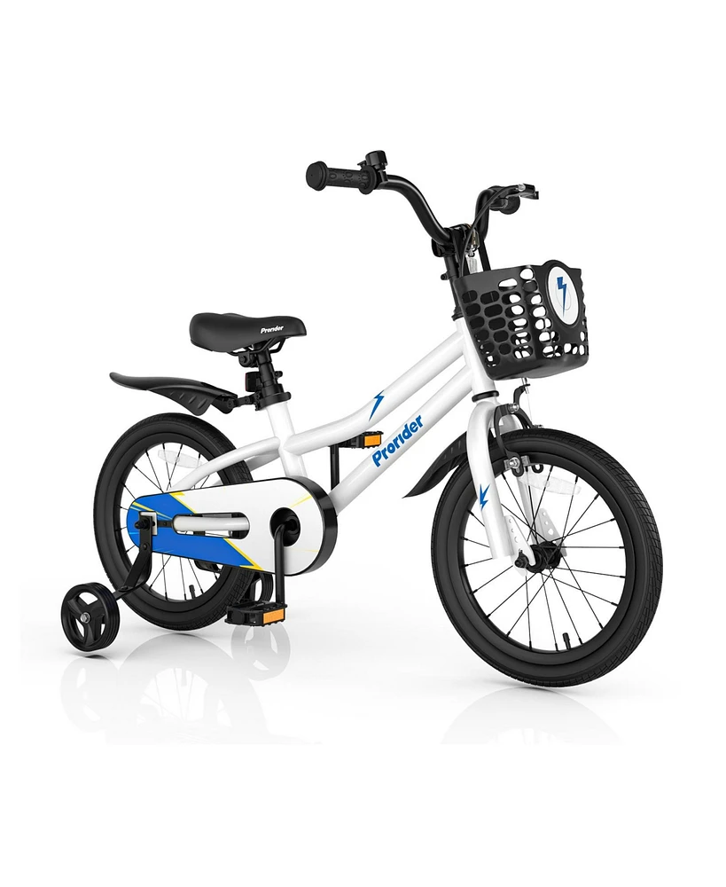 Sugift 16 Inch Kids Bike with Removable Training Wheels-White