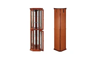 Slickblue Corner Curio Cabinet with Lights & Adjustable Tempered Glass Shelves Stylish Display Solution