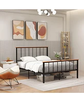 Sugift Queen Bed Frame with Headboard and Footboard-Queen Size