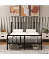 Sugift Queen Bed Frame with Headboard and Footboard-Queen Size