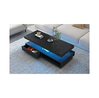 Slickblue Led Coffee Table with Storage, Modern Center 2 Drawers and Display Shelves, Accent Furniture Lights for Living Room