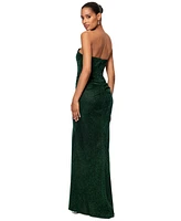 Xscape Women's Metallic Glitter Strapless Gown