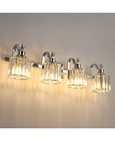 gaomon Light Crystal Vanity Lights for Bathroom,Vanity Light Fixtures Over Mirror Chrome Stainless Steel Vanity Light