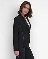 Dkny Women's One-Button Zipper Blazer