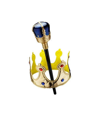 Dress Up America Pretend Play Gold Crown and Scepter Set