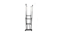 Slickblue Adjustable Dual-Bar Clothes Rack with Horizontal & Vertical Stretch, Shoe Shelf, Black & Silver