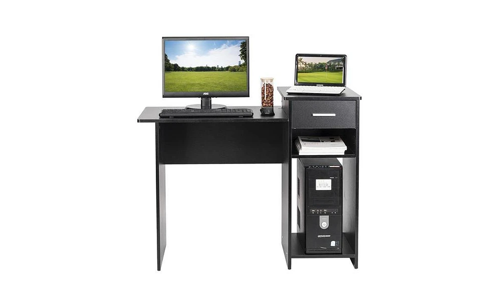 Slickblue High-Quality Black Integrated Melamine Board Computer Desk with Drawer 8526 for Stylish Workspace