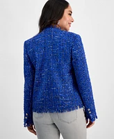 I.n.c. International Concepts Petite Tweed Collarless Blazer, Exclusively at Macy's