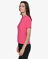 Karl Lagerfeld Paris Women's Embellished Collar Ponte-Knit Top