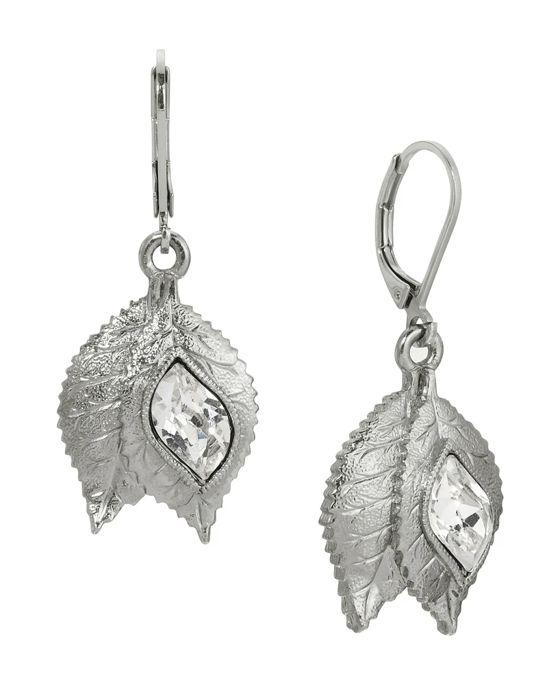 2028 Crystal Leaf Drop Earrings