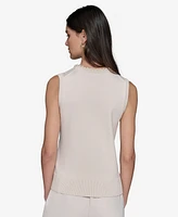 Karl Lagerfeld Paris Women's Embellished-Neck Sleeveless Knit Top