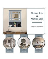 Sugift Wall Mounted and Mirrored Bathroom Cabinet-Gray