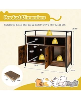 Sugift Hidden Cat Washroom with Double Doors and Scratch Cardboard-Coffee