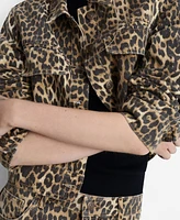 Mango Women's Leopard-Print Denim Jacket