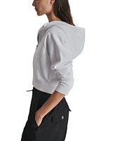 Dkny Women's Stud Logo Hooded Zip-Front Fleece Sweatshirt