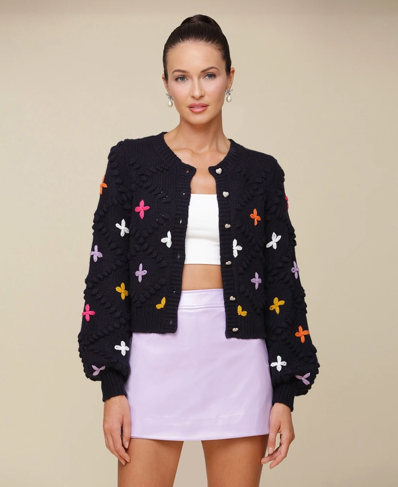 Avec Les Filles Women's Popcorn Texture Cardigan