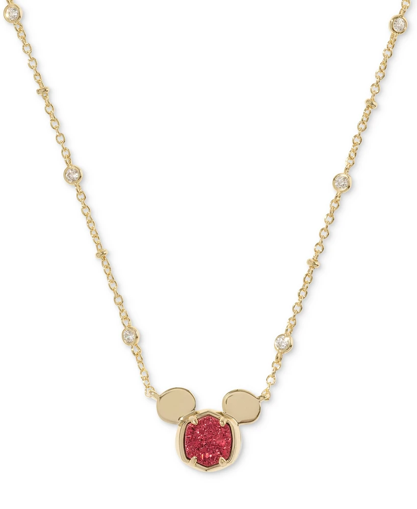 Disney | Kendra Scott 14k Gold-Plated Cubic Zirconia & Stone Mickey Mouse 14" Adjustable Pendant Necklace