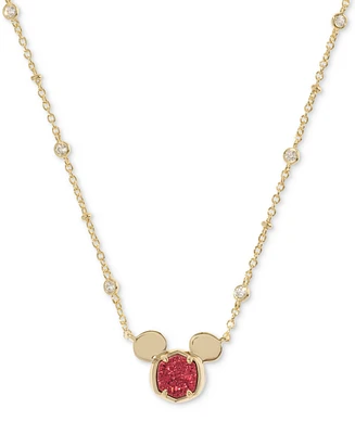 Disney | Kendra Scott 14k Gold-Plated Cubic Zirconia & Stone Mickey Mouse 14" Adjustable Pendant Necklace