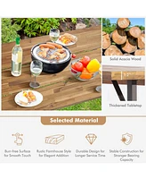 Sugift 6-Person Outdoor Patio Dining Table Set with 2 Inch Umbrella Hole