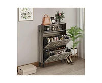 gaomon Shoe Cabinet Storage for Entryway, Hidde Large Capacity Freestanding Shoe Organizer with 2 Flip Drawers, Adjustable Shelf, Narrow Farmhouse Sho