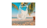 Slickblue Distinctive Cotton Canvas Hanging Rope Chair with Cushions for Relaxation and Stylish Decor