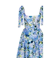 Milla Women's Blue Hydrangea Strapped Maxi Dress