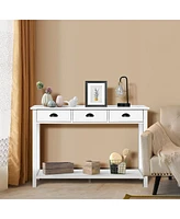 Sugift Wooden Console Table with 3 Drawers and 2-Tier Shelves