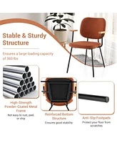 Sugift Set of 2 Modern Fabric Dining Chairs with Armrest and Curved Backrest-Orange