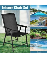 Sugift 4-Pack Patio Folding Chairs Portable for Outdoor Camping-Black