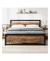 gaomon Bed Frame With Headboard, Industrial Platform Bedframe No Box Spring Needed