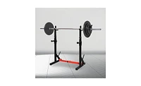 Slickblue Adjustable Multi-Function Barbell Stand and Squat Bench Press Trainer for Home Indoor Fitness