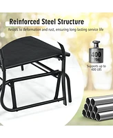 Sugift Iron Patio Rocking Chair for Outdoor Backyard and Lawn-Black