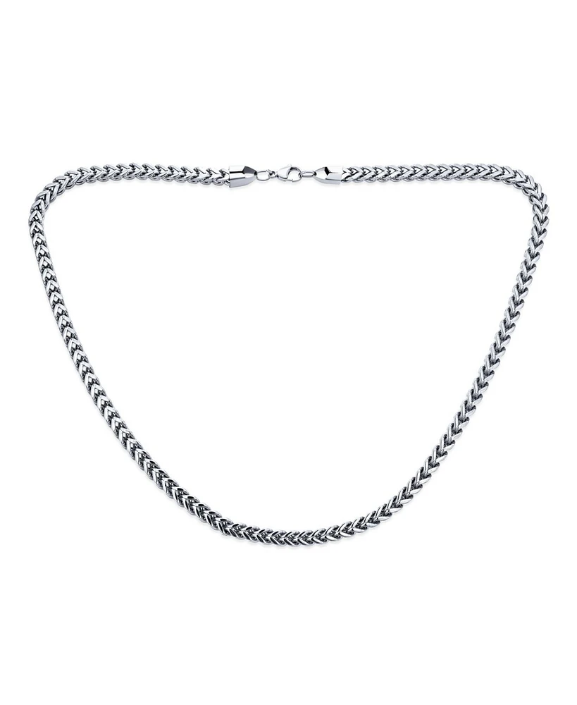 Bling Jewelry Flat Square Wheat Link Foxtail Chain Necklace Women Stainless Steel