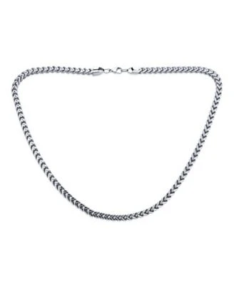 Bling Jewelry Heavy Duty Biker Gold Plated Silver Tone Stainless Steel 6MM Flat Square Wheat Link Foxtail Chain Necklace
