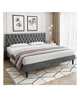 gaomon Full/Queen/King Size Bed Frame With Headboard, Modern King Bed Frame, Deep Button Tufted Headboard With Wingback