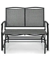 Sugift Iron Patio Rocking Chair for Outdoor Backyard and Lawn-Gray