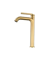 Mondawe Single Handle Single Hole Bathroom Faucet Modern Brass Bathroom Basin Faucets Brushed Gold