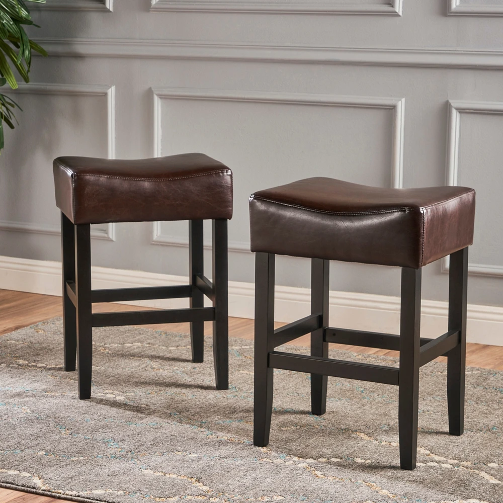 26" Backless Counter Stools, 2-Pcs Set, Brown