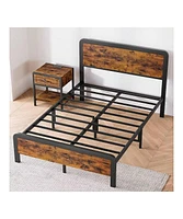 gaomon Twin/Full/Queen Platform Bed Frame With Wooden Headboard And Footboard, Sturdy Metal Slat Support, Mattress Base