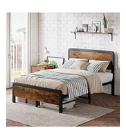 gaomon Twin/Full/Queen Platform Bed Frame With Wooden Headboard And Footboard, Sturdy Metal Slat Support, Mattress Base
