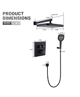 Mondawe Matte Black 12Inch 2-Functiom Shower Faucet System Set with Rough-in Value