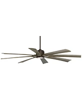 70" Defender Large Farmhouse Rustic Indoor Outdoor Ceiling Fan 8 Blade Led Light Remote Control Oil Rubbed Bronze Motor Oak Finish Blades Bedroom Pati