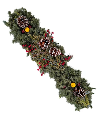 International Christmas Innovation Fresh Noble Fir Berried Juniper Centerpiece with Faux Berries and Faux Apples