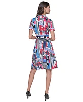 Karl Lagerfeld Paris Women's Printed Short-Sleeve Shirtdress